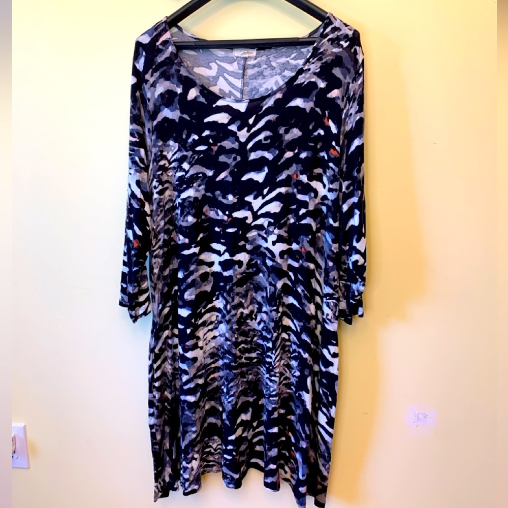 Multicolored Dress Long Sleeve 2X